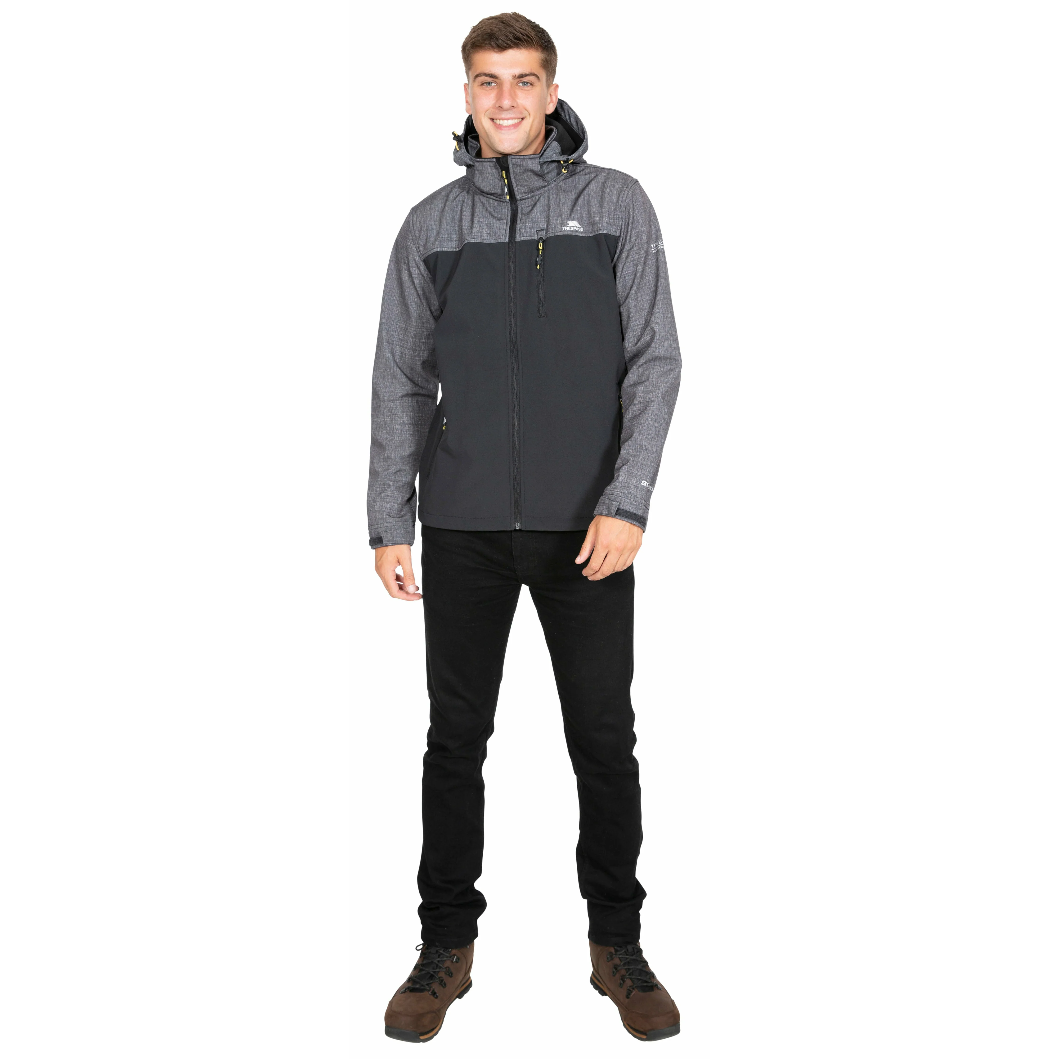 Abbott Men's Breathable Softshell Jacket in Dark Grey Marl - Image 4