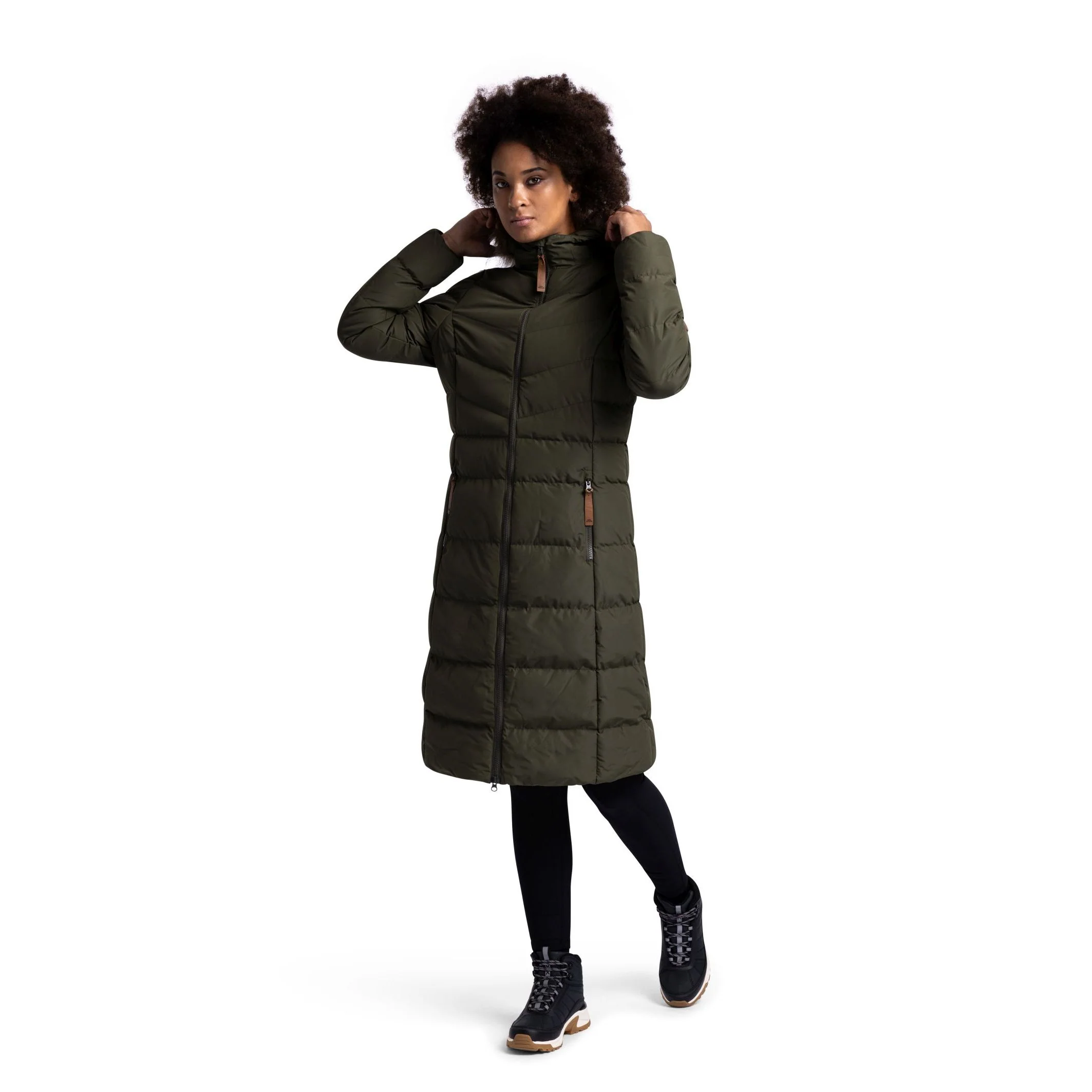 Audrey Women's Padded Long Length Jacket in Dark Vine - Image 5