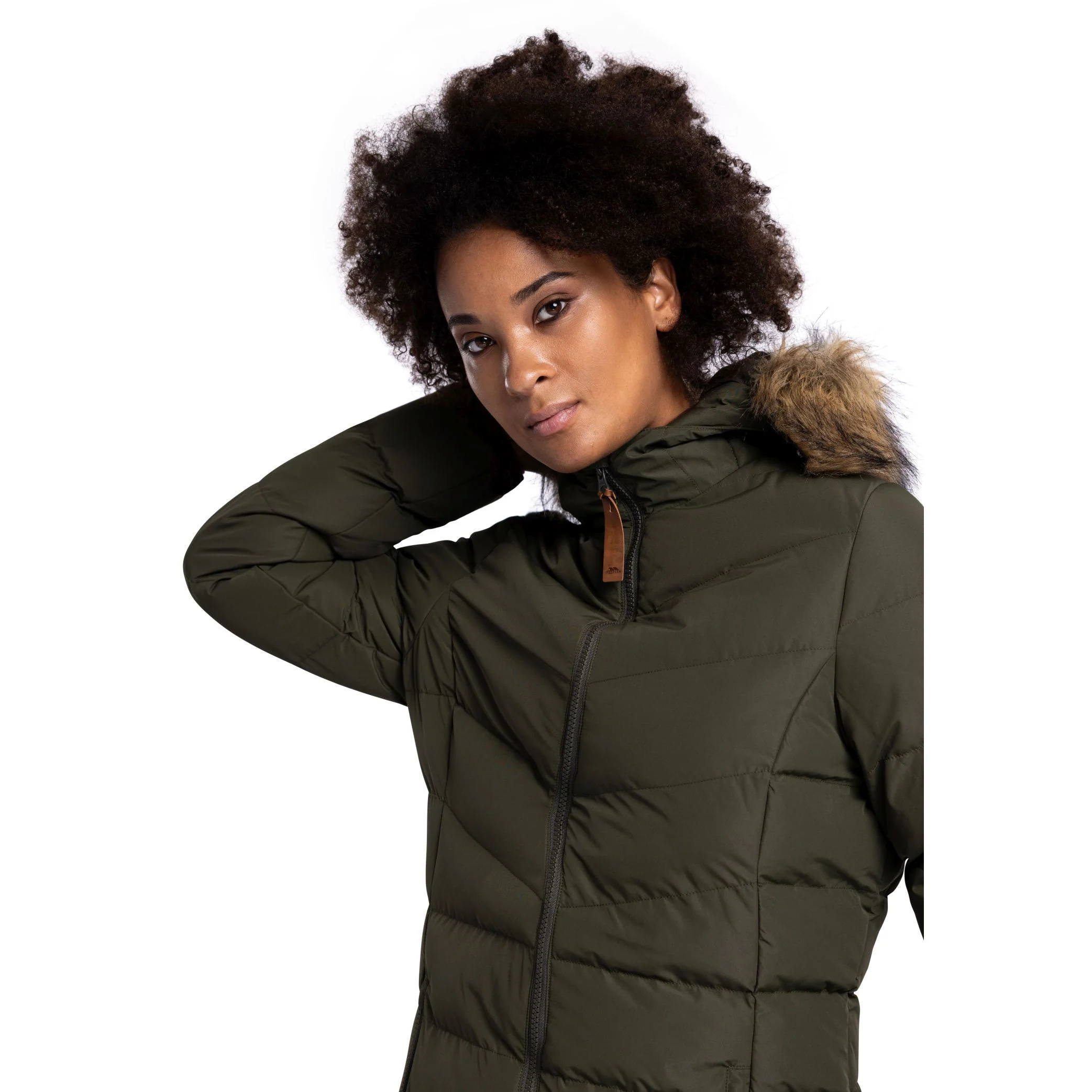 Audrey Women's Padded Long Length Jacket in Dark Vine - Image 7