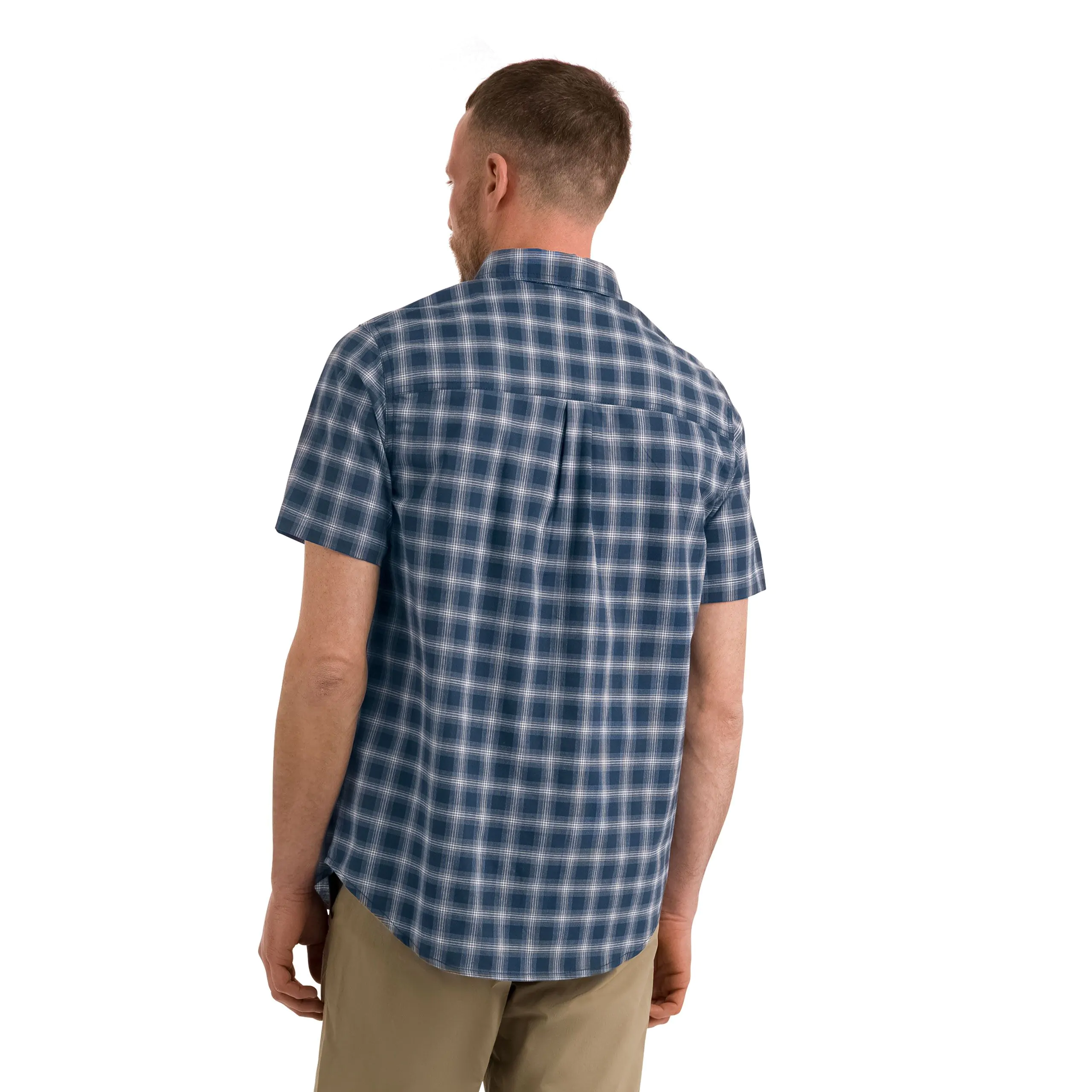 Barry Mens Casual Short Sleeve Shirt in Navy Check - Image 3