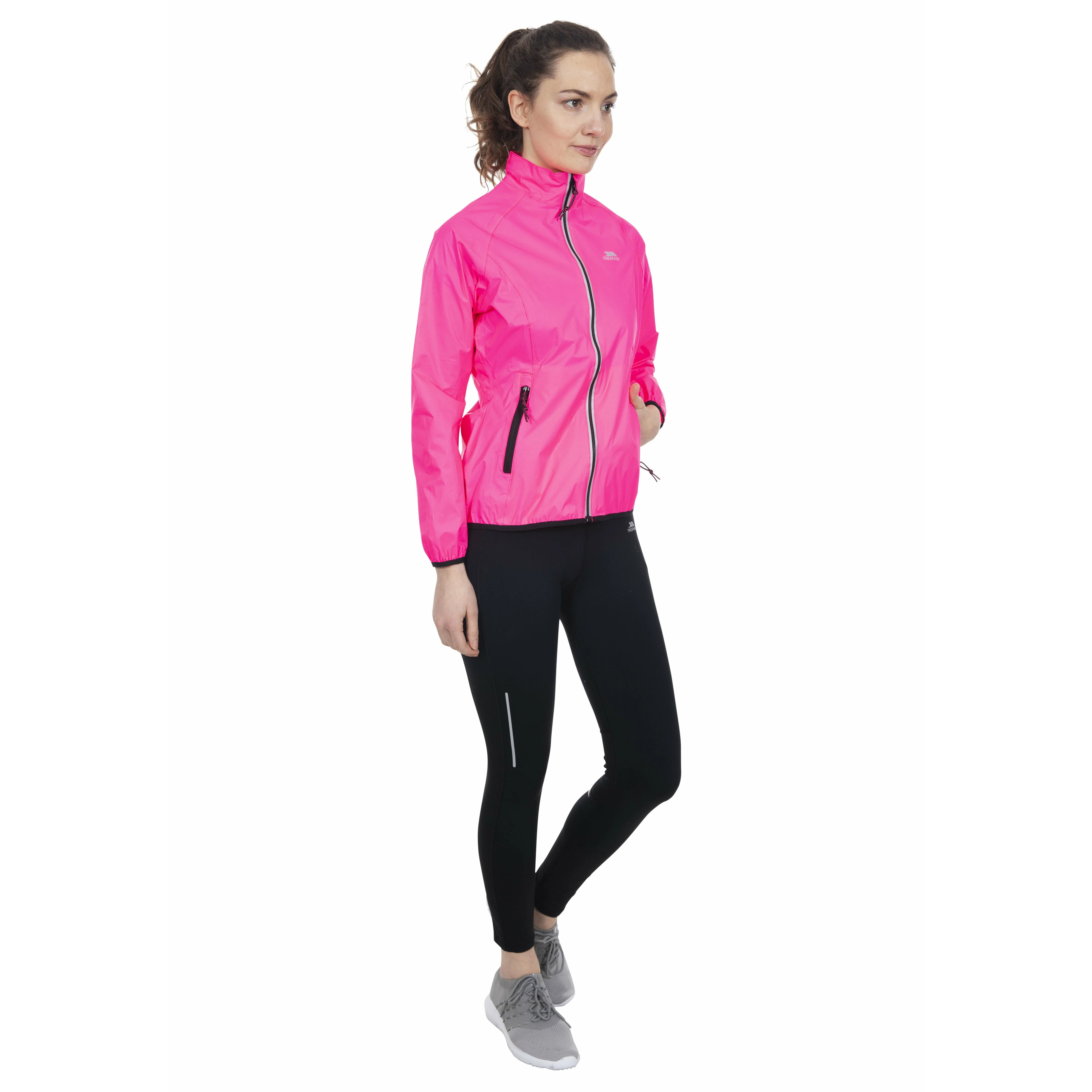 Beaming Womens Waterproof Packaway Jacket in High Vis Pink - Image 3