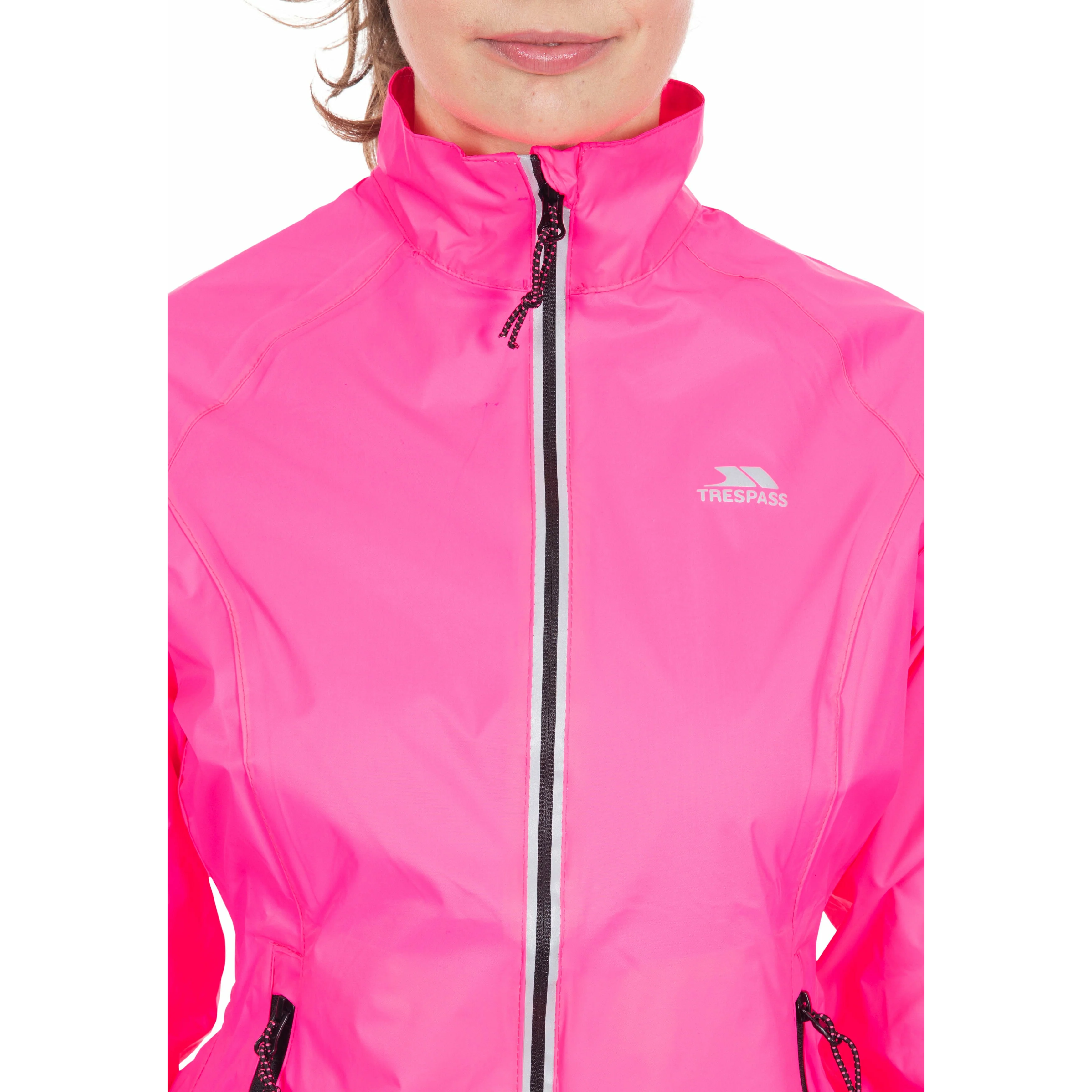 Beaming Womens Waterproof Packaway Jacket in High Vis Pink - Image 4