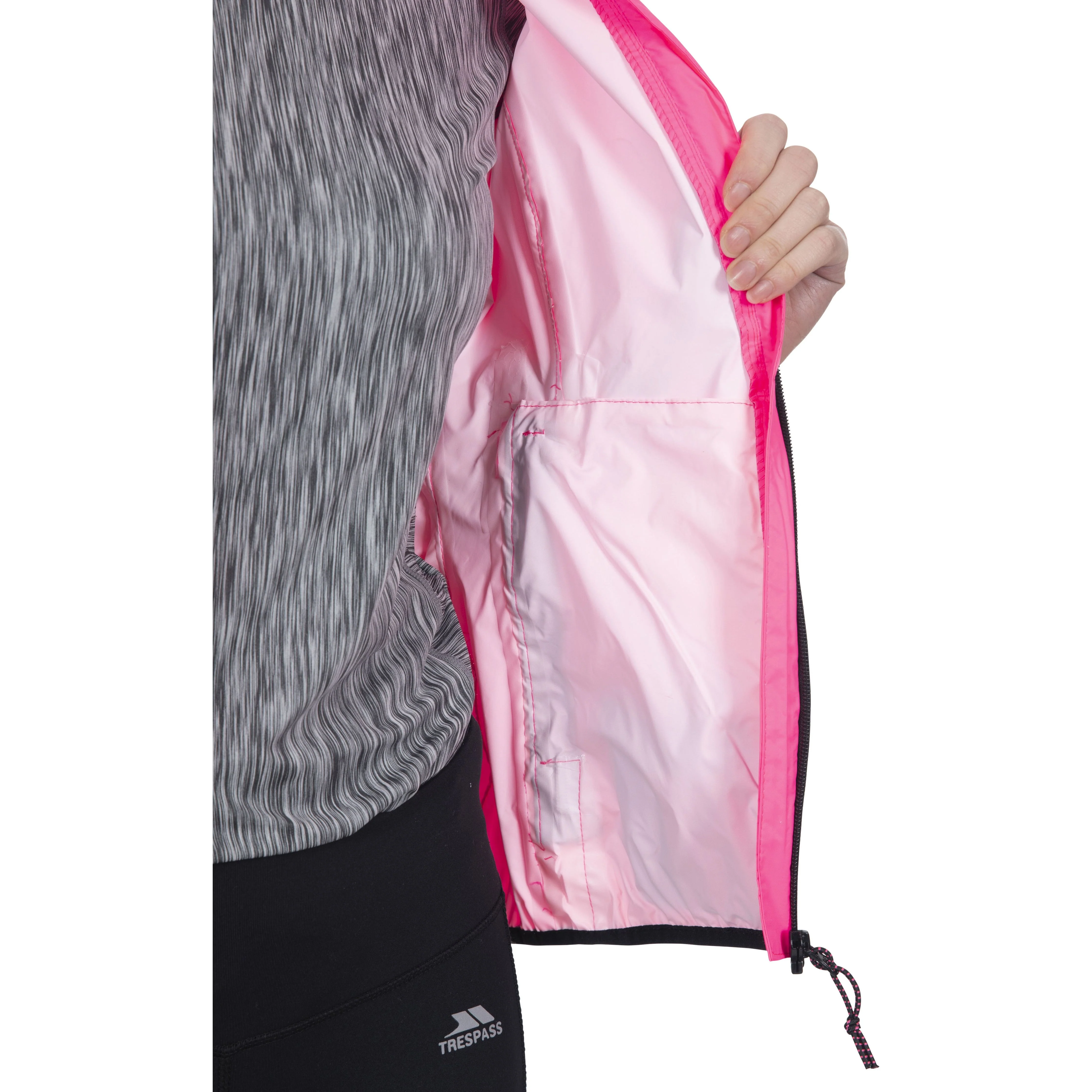 Beaming Womens Waterproof Packaway Jacket in High Vis Pink - Image 9