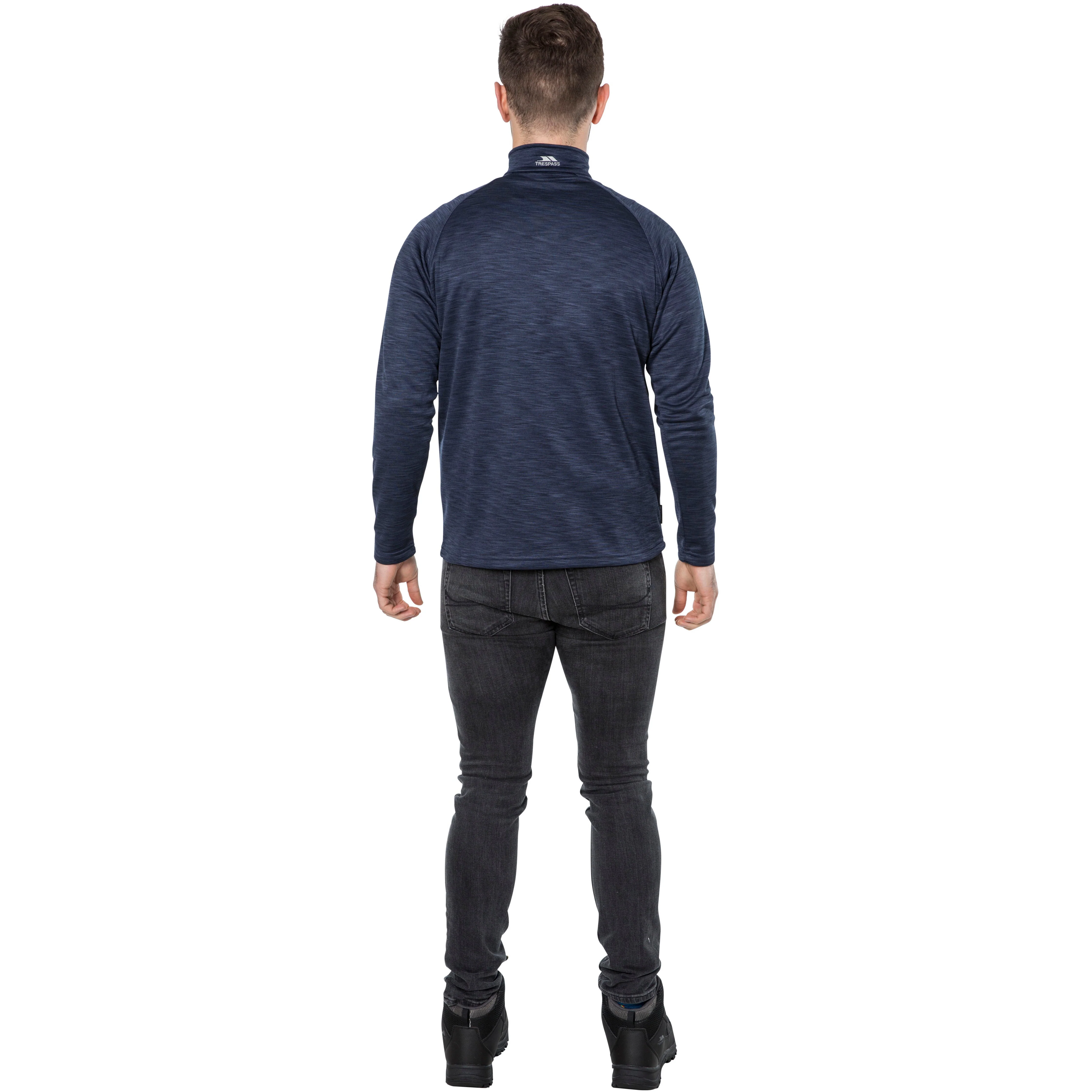 Collins Mens Half Zip Fleece Jumper in Navy Marl - Image 3