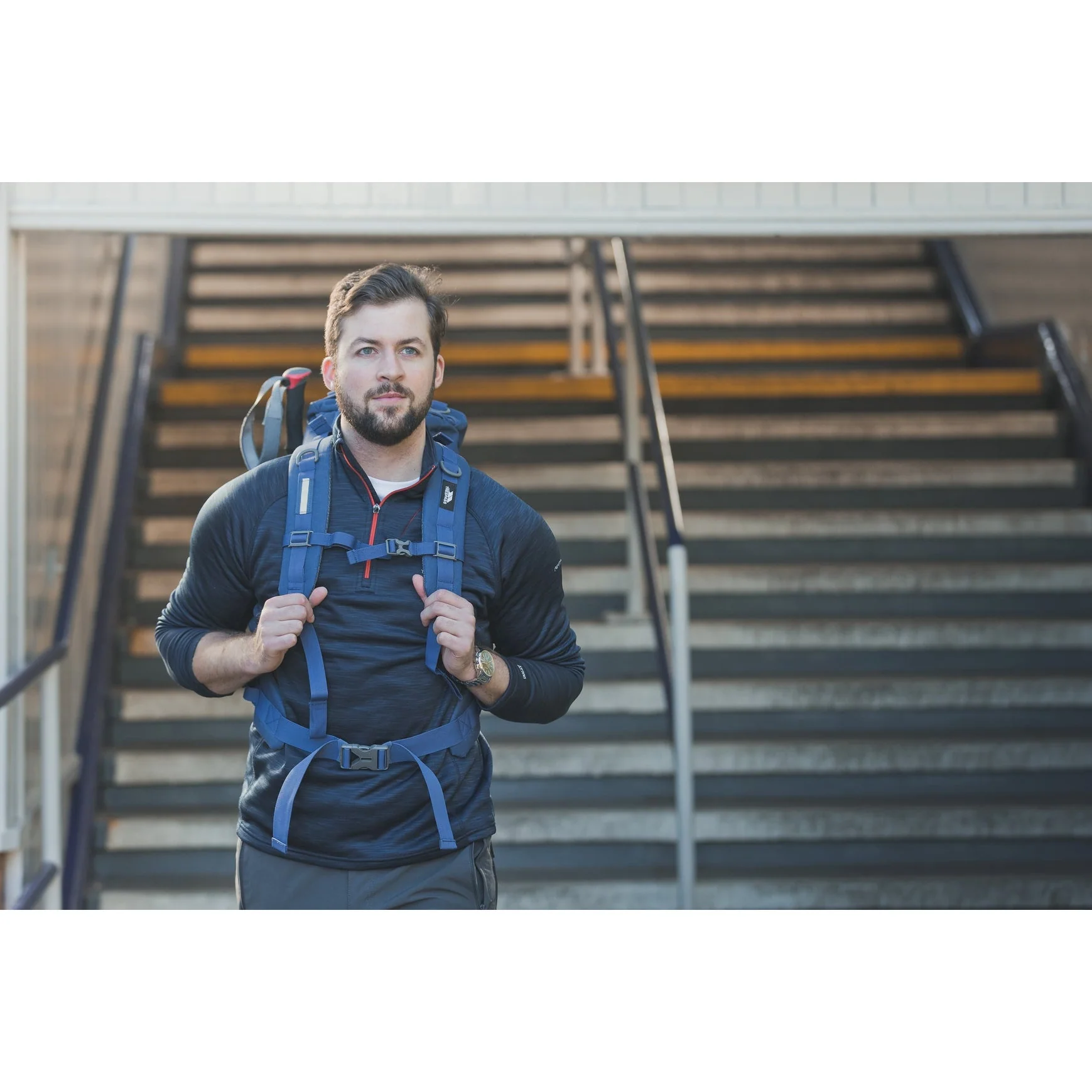 Collins Mens Half Zip Fleece Jumper in Navy Marl - Image 4