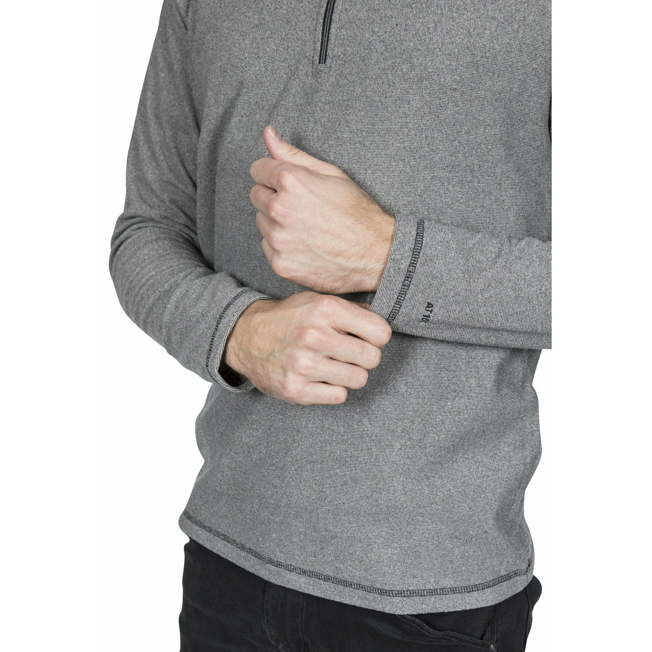 Keynote Mens Half Zip Fleece Top in  Black / Grey - Image 4