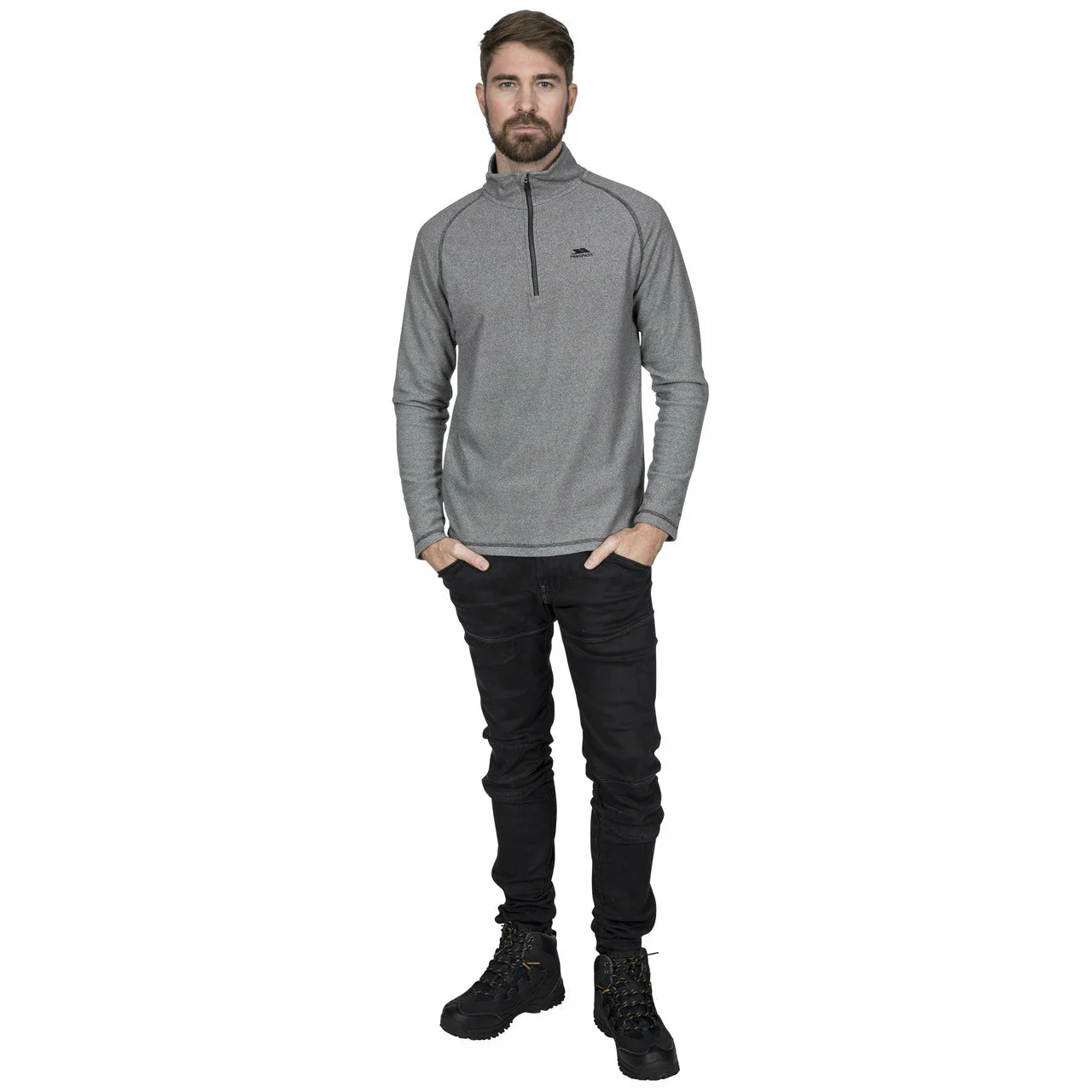 Keynote Mens Half Zip Fleece Top in  Black / Grey - Image 5