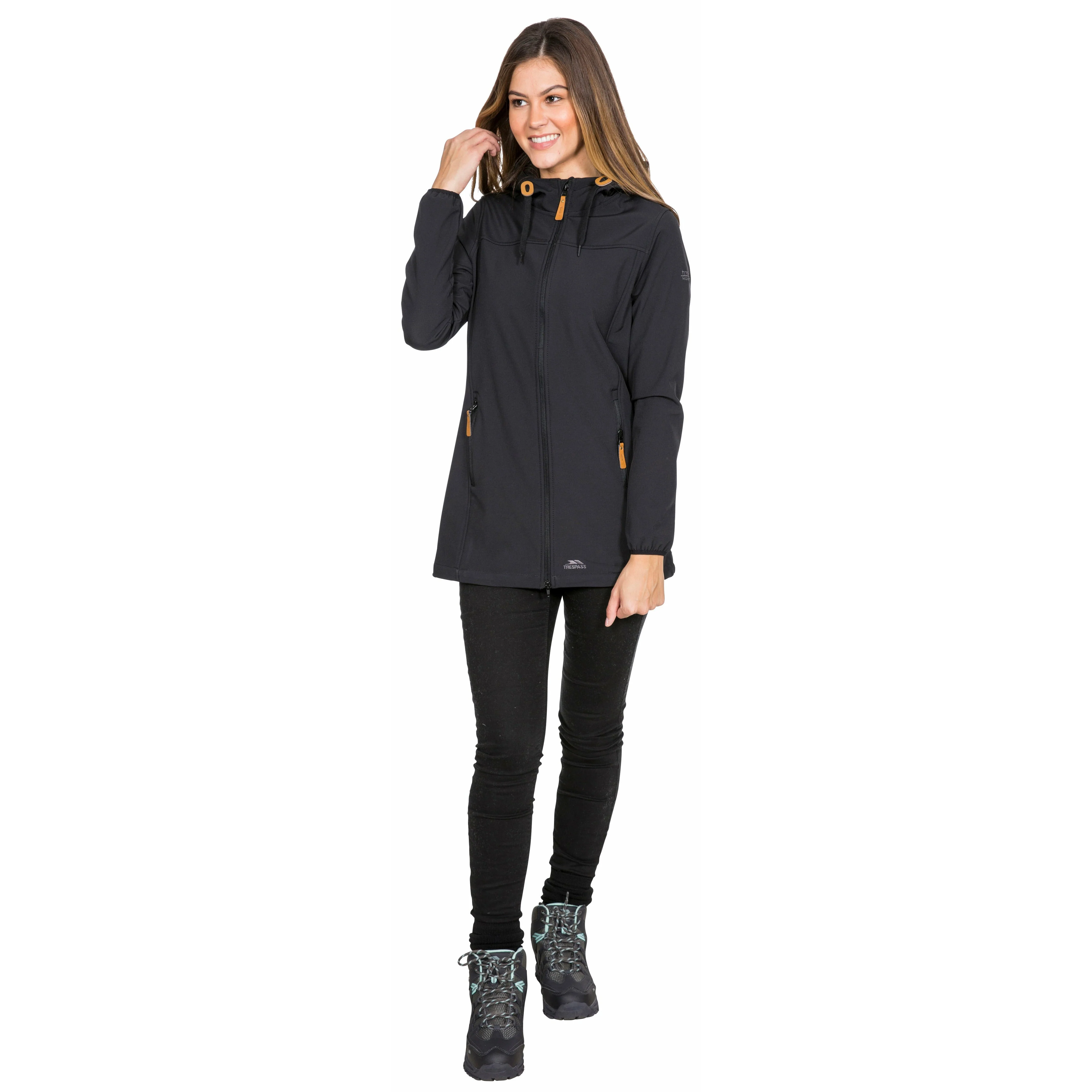 Kristen Women's Longer Length Softshell Jacket in Black - Image 4