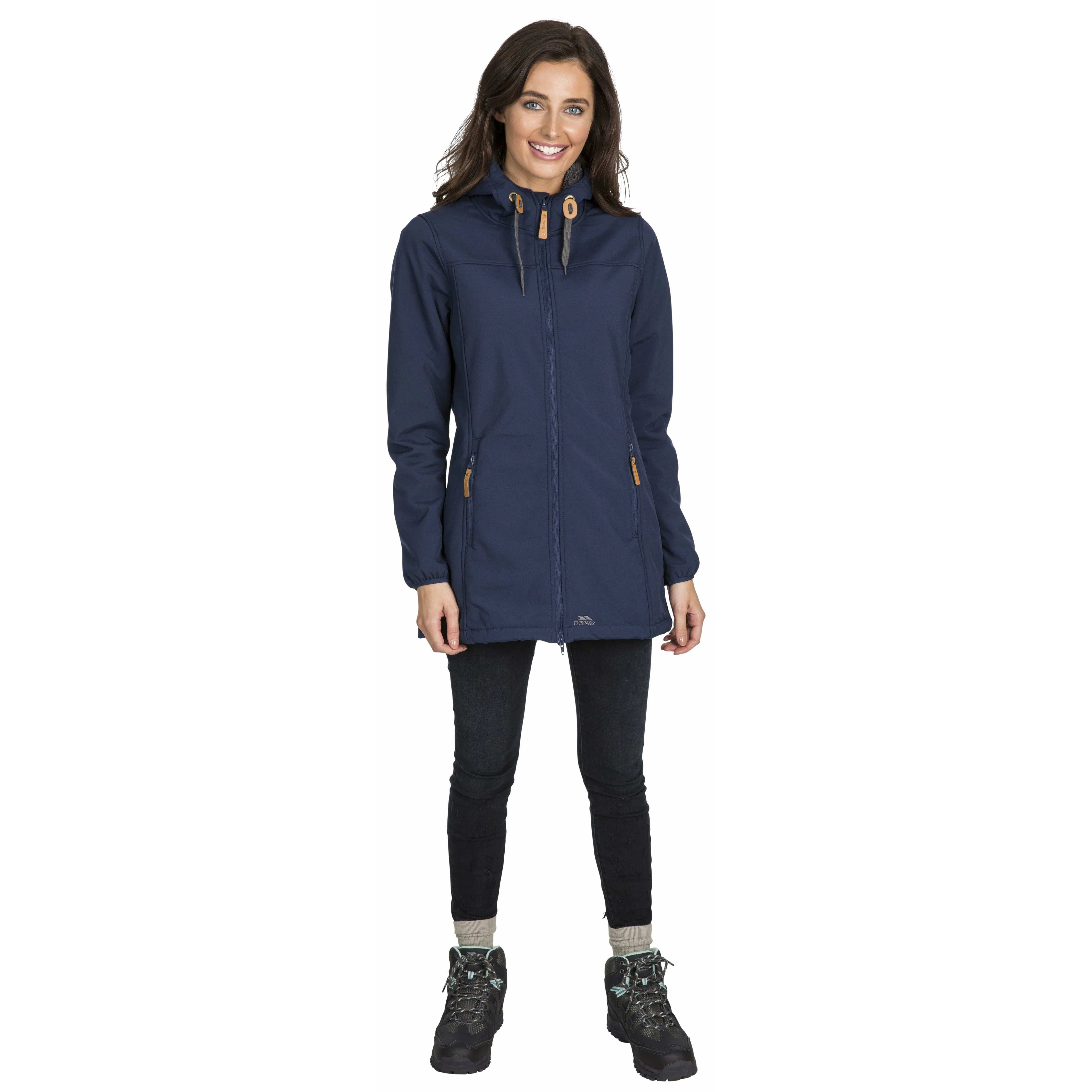 Kristen Women's Longer Length Softshell Jacket in Navy - Image 5