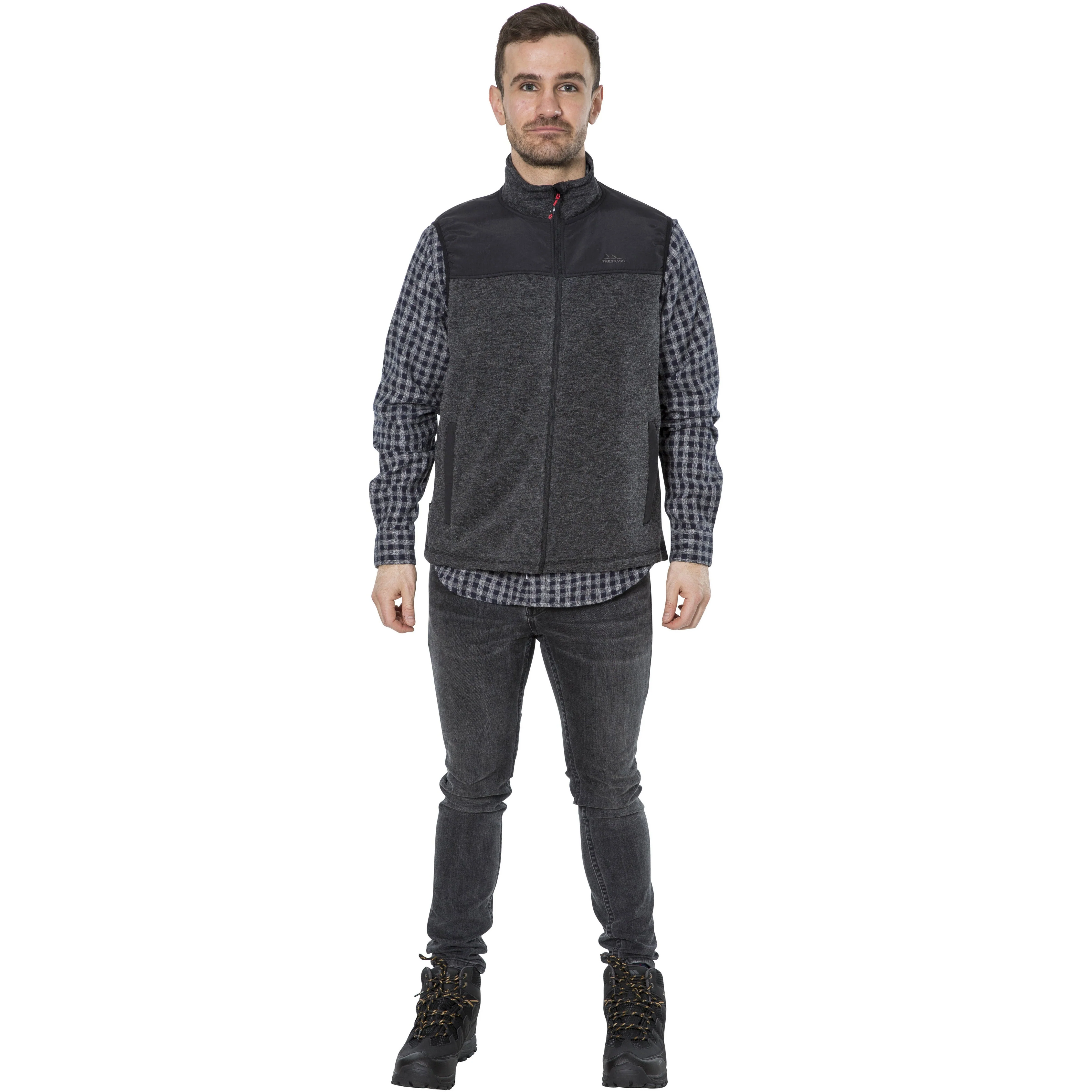 Leafminer Men's Fleece Gilet / Bodywarmer in Black Melange - Image 6