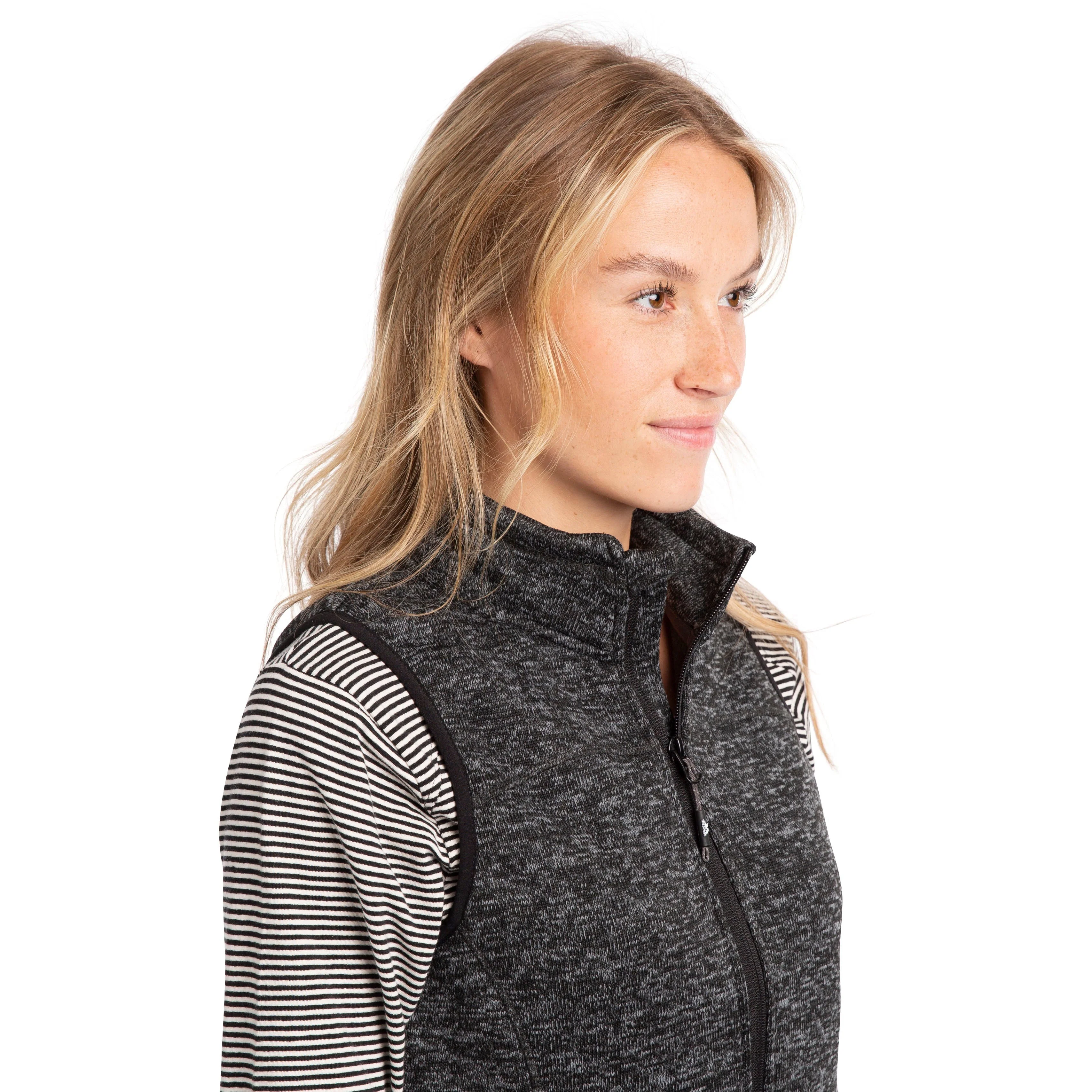 Mildred Women's Casual Fleece Gilet in Black Marl - Image 4