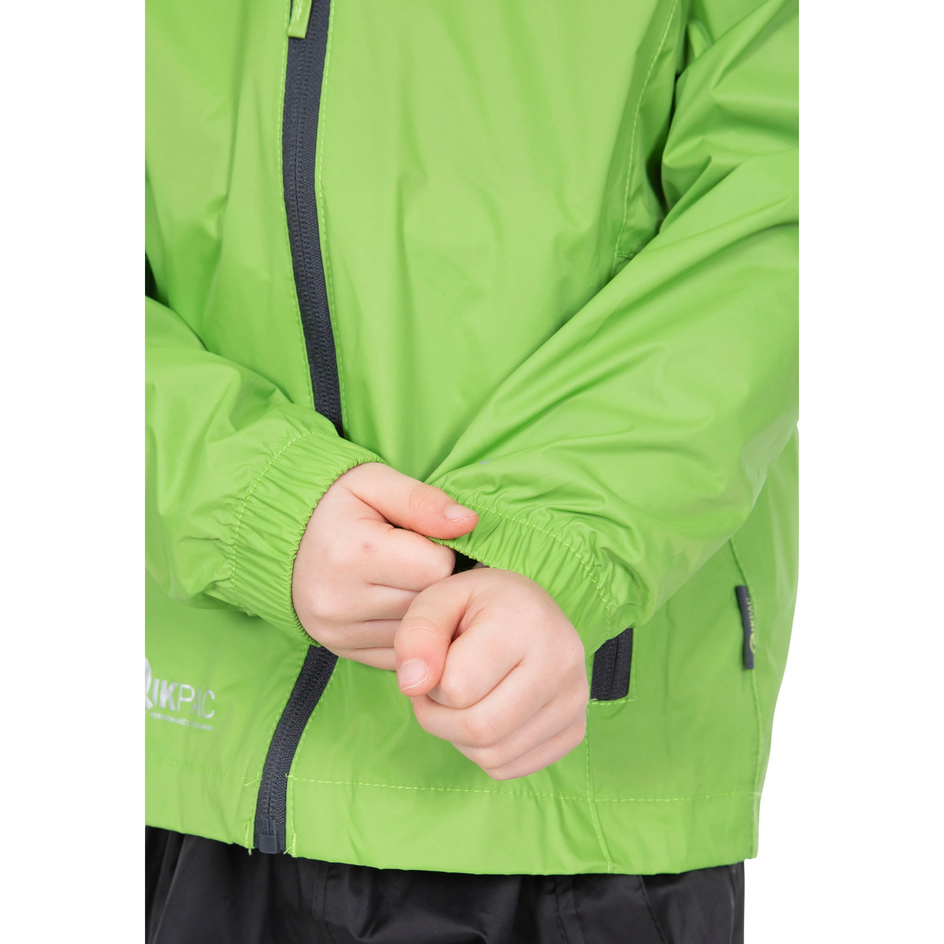 Qikpac Kids Packaway Unpadded Waterproof Jacket in Leaf Green - Image 5