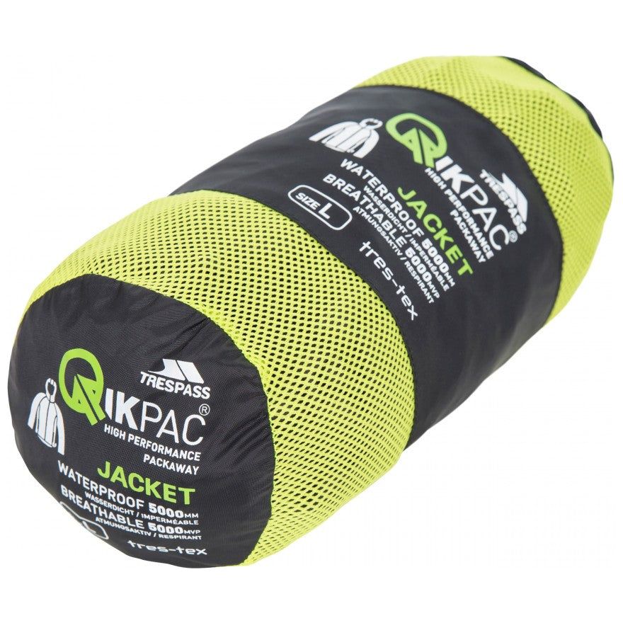 Qikpac X Adults Unisex Waterproof Packaway Jacket in Black - Image 8