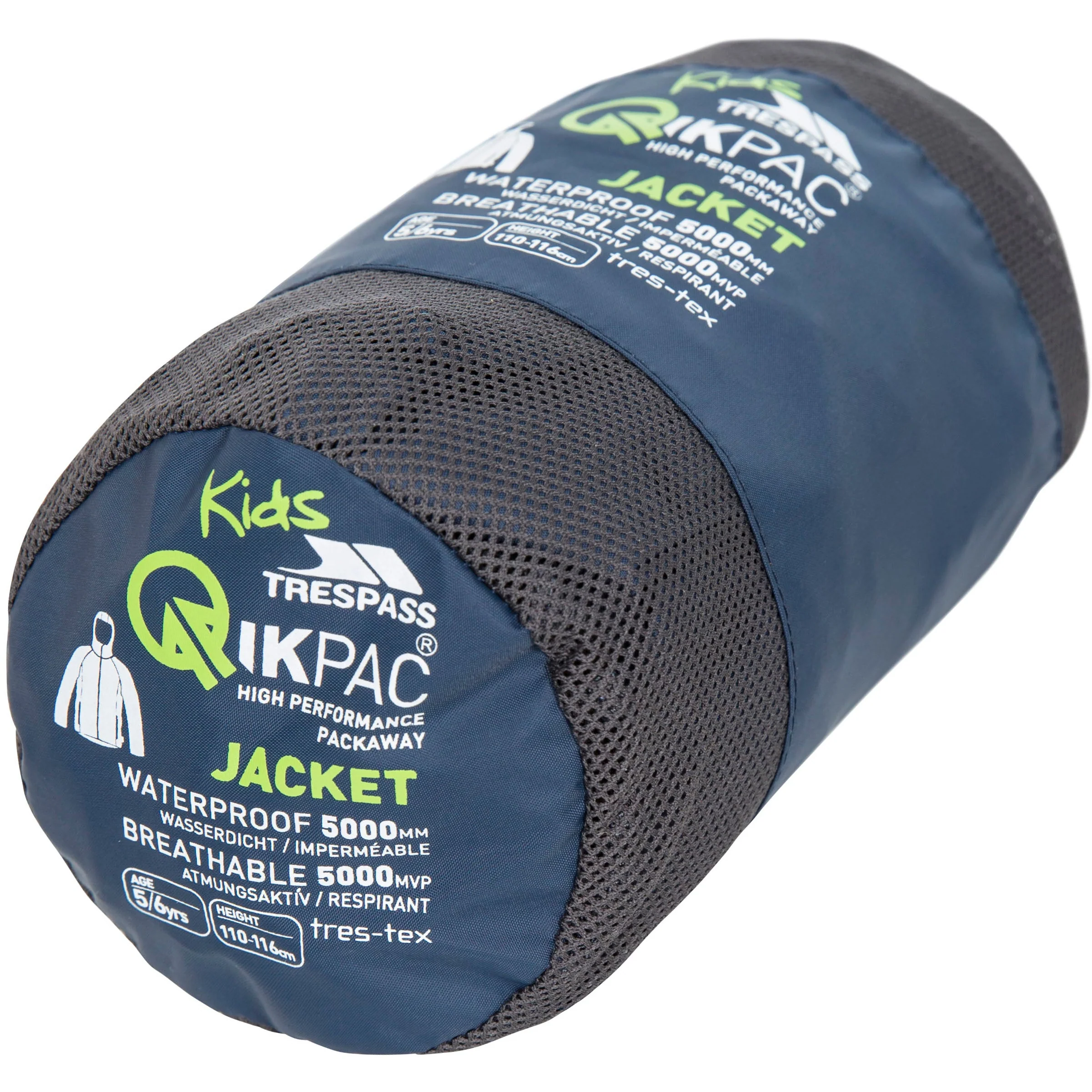 Qikpac X Kids' Unpadded Waterproof Packaway Jacket in Navy - Image 3