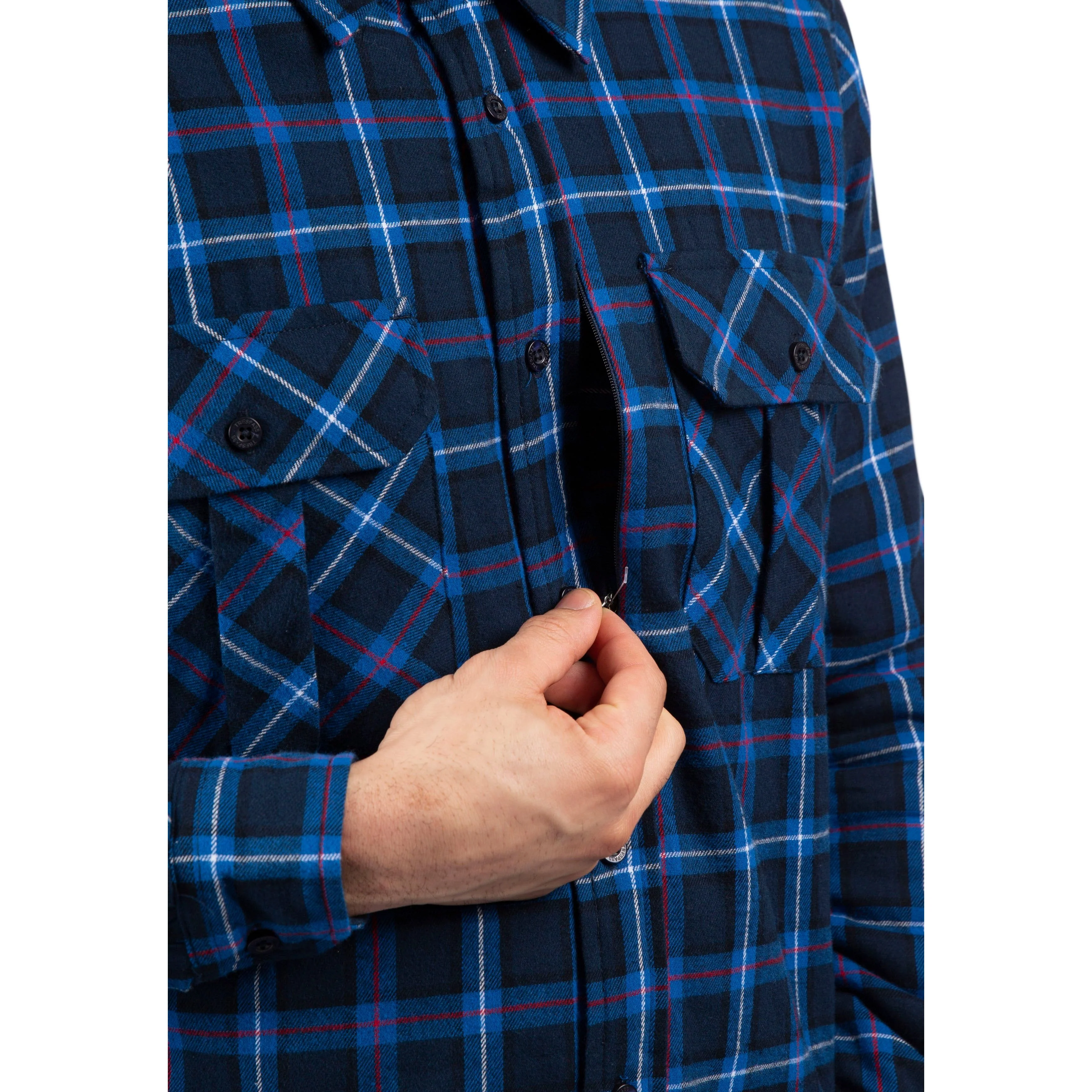 Rapeseed Men's Check Shirt with Sherpa Lining in Dark Blue Check - Image 3
