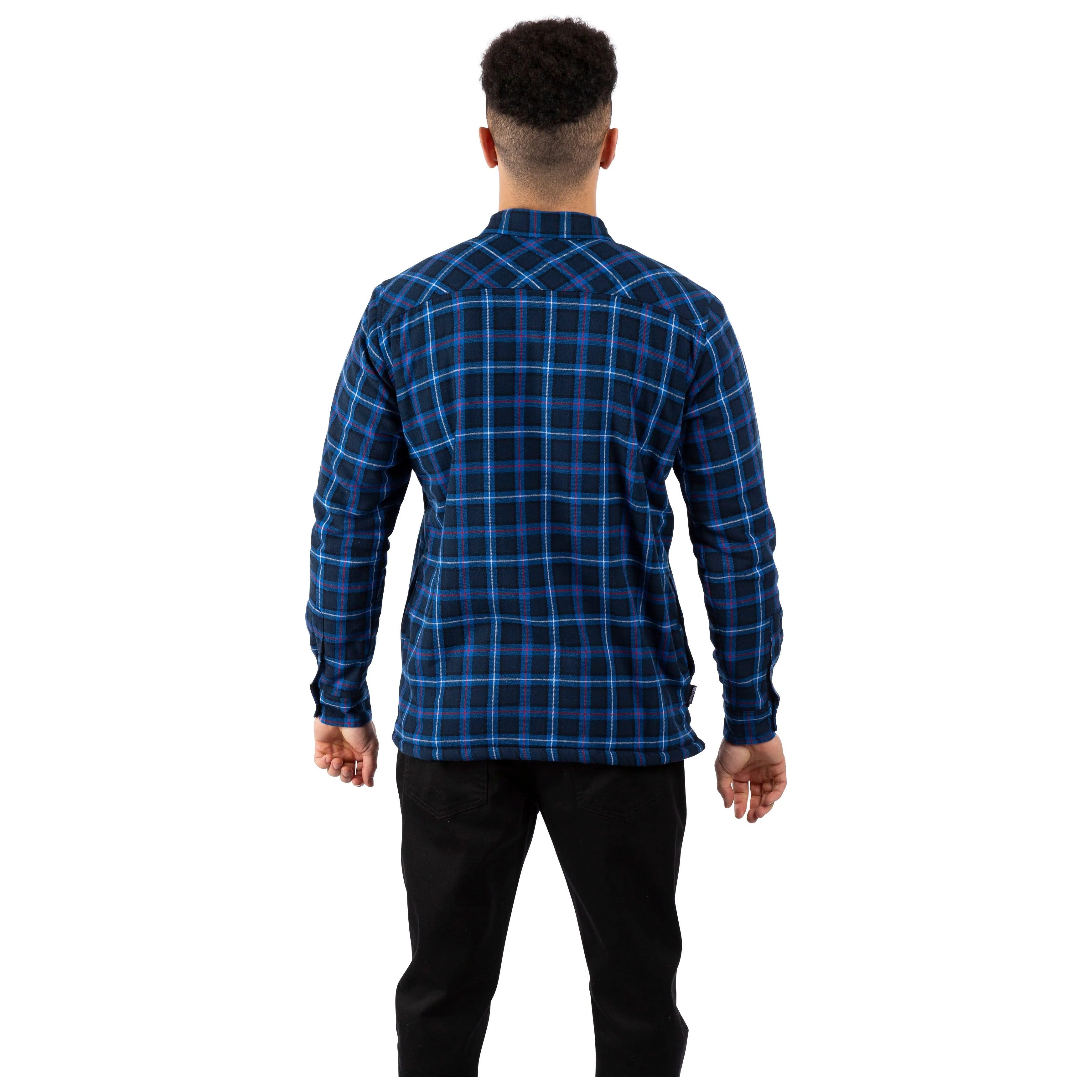 Rapeseed Men's Check Shirt with Sherpa Lining in Dark Blue Check - Image 4
