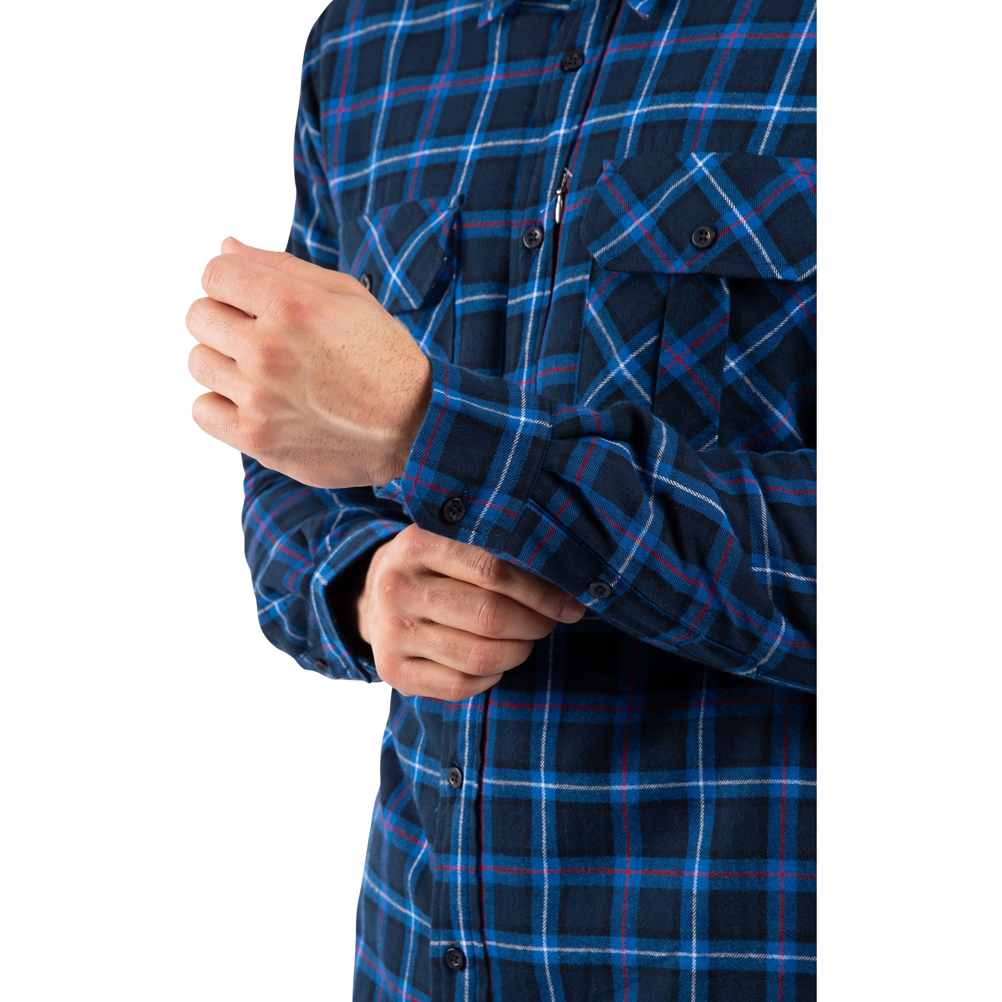 Rapeseed Men's Check Shirt with Sherpa Lining in Dark Blue Check - Image 6