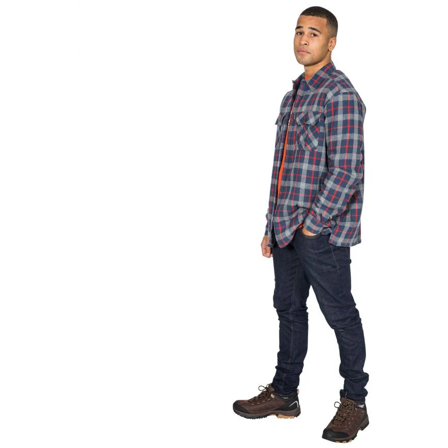 Rapeseed Men's Check Shirt with Sherpa Lining in Navy Check - Image 5